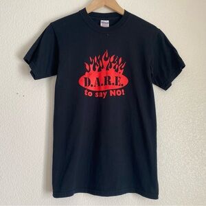 D.A.R.E. to say no flame printed t-shirt, black, S